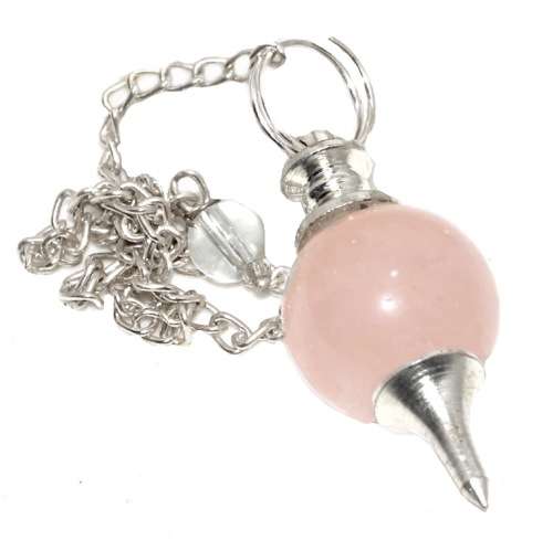 Natural Rose Quartz Reiki Healing .925 Sterling Silver Pendulum
