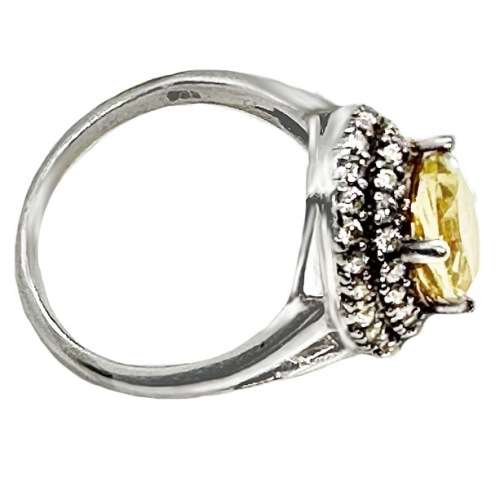 5.65 Cts Natural Sunny Citrine and White Topaz  set in Solid .925 Sterling Silver Ring Size 8 / Q