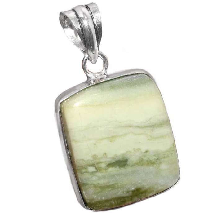 Natural Larsonite Rectangle Shape Gemstone .925 Sterling Silver Plated Handmade Pendant