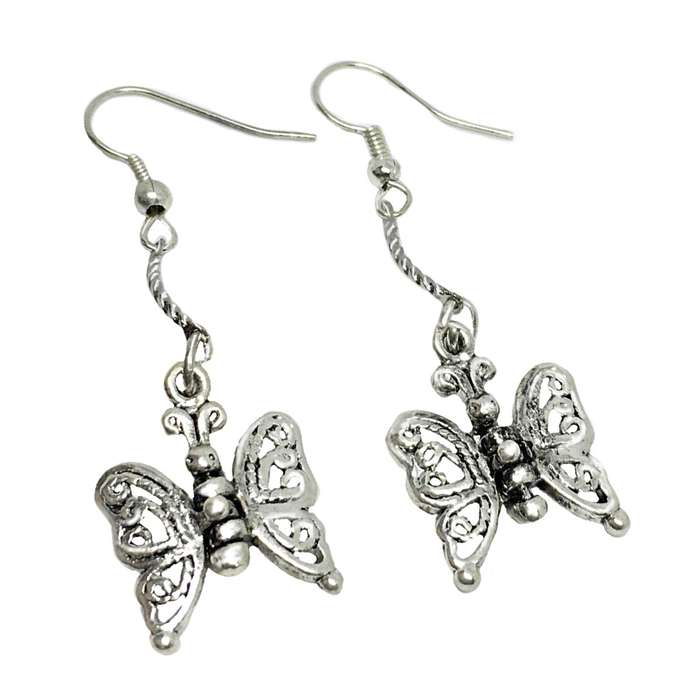Ornate Butterfly set in  .925 Sterling Silver Plated Handmade Pendant