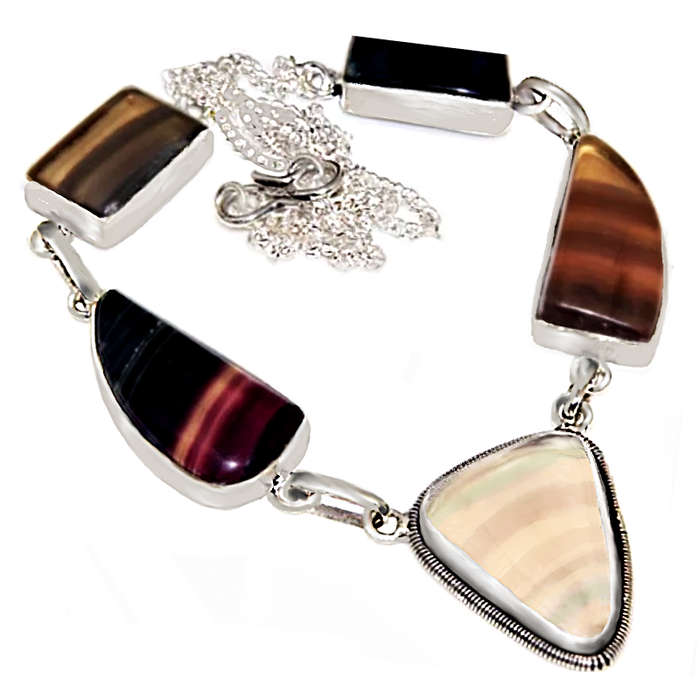 Rare Find Natural Fluorite Gemstones set in .925 Sterling Silver Plate Handmade Necklace