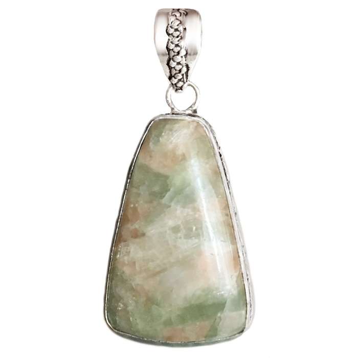 Captivating Natural Aqua Seraphinite Gemstone set in .925 Sterling Silver Plated Handmade Pendant
