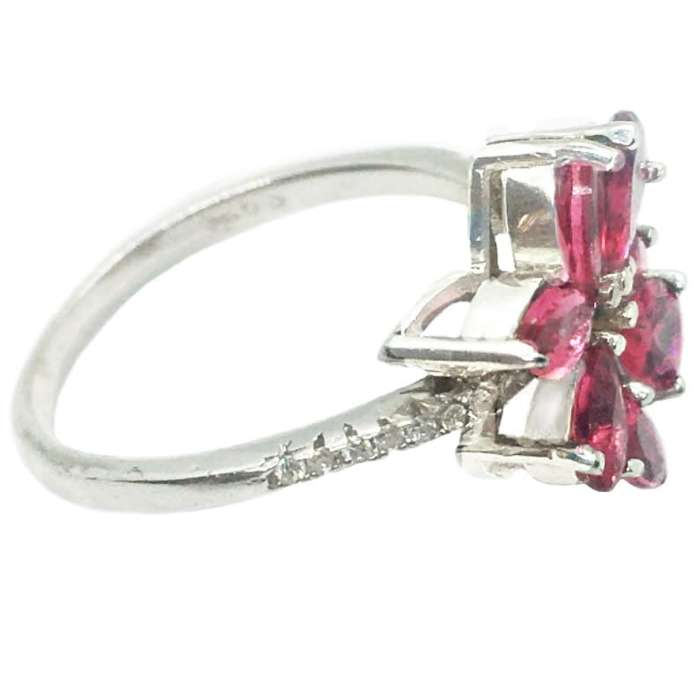5.03 Cts Pink Red Ruby,and White Topaz set in .925 Solid Sterling Silver Ring Size 8 or Q