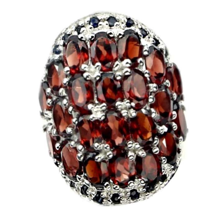 79.78 Cts Mozambique Garnet, Sapphire Solid set in Solid 925 Sterling Silver Ring Size 7 or O