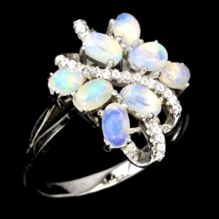 Authentic 19.62 Cts Ethiopian Fire Opal Cz Gemstone set in Solid .925 Sterling Ring Size 9 or R1/2