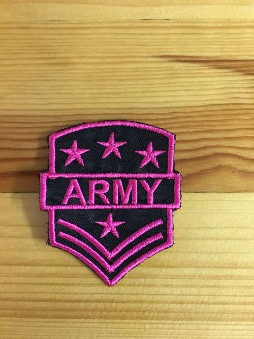 BDG694 Army stripes patch badge pink on black