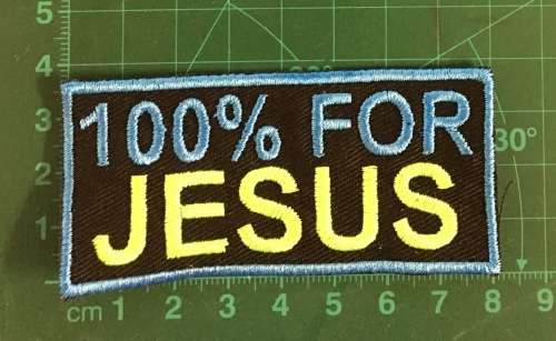 BDG323 Biker 100% for Jesus badge patch