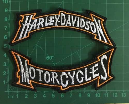 BDG1103 H D motorcycle rockers ribbons badge patch 12cm front set top and bottom