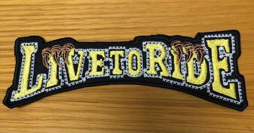 Live to ride eagle patch in yellow 17.5cm x 6cm