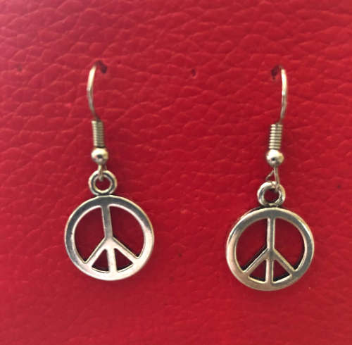 Peace sign hippie earrings nickle Design 11