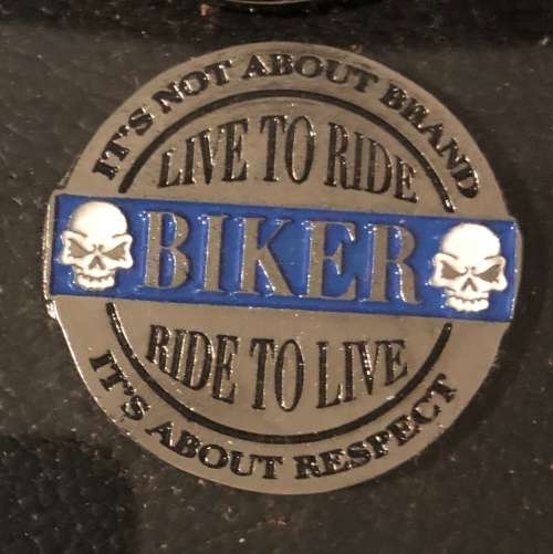 Live to Ride biker metal pin sturdy screw backside