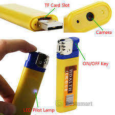 SPY CAMERA INSIDE WHAT LOOKS LIKE A NORMAL CIGARETTE LIGHTER WITH FLASH DRIVE
