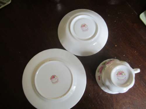 ROYAL ALBERT FLOWER OF THE MONTH JANUARY TRIO, TEA CUP AND SAUCER