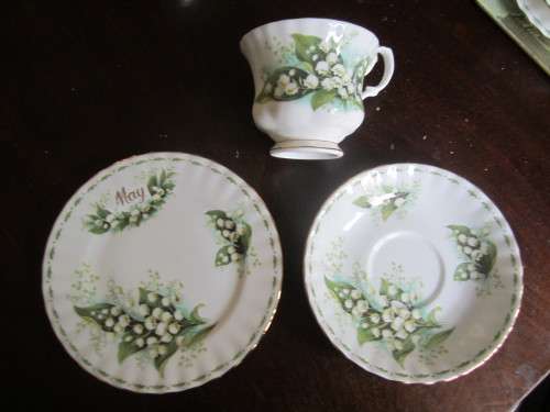 ROYAL ALBERT FLOWER OF THE MONTH MAY TRIO, TEA CUP AND SAUCER