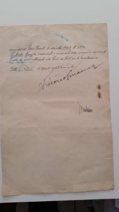 MUSSOLINI & KING EMANUELE AUTOGRAPHS PRE WW 2 1928 DOCUMENT RARE 2 SIGNATURES