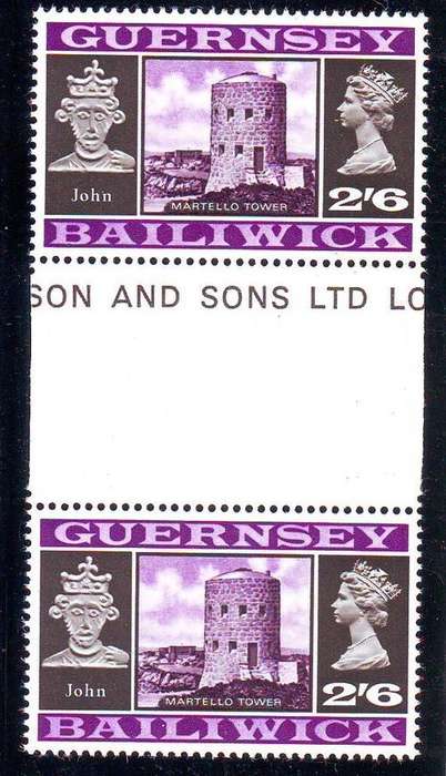 GUERNSEY - 1969 - 1973 - UNMOUNTED MINT - 2'6 CENTRAL GUTTER VERTICAL PAIR - SCARCE