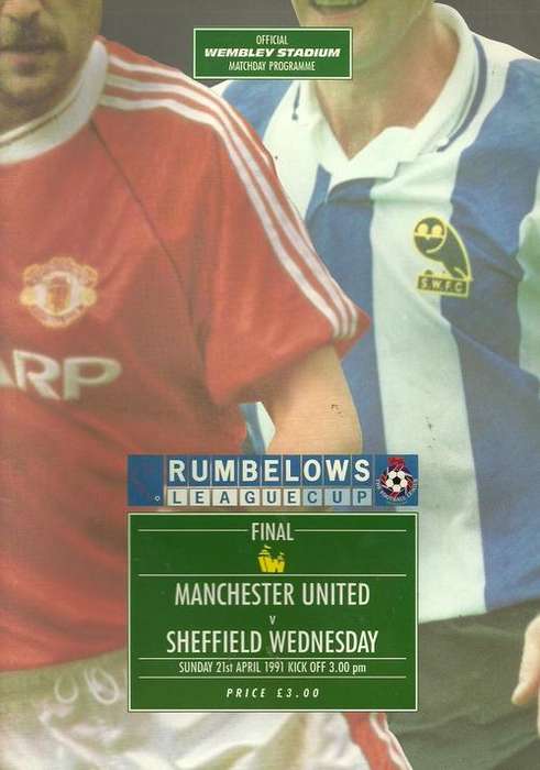 Manchester United vs Sheffield Wednesday 1991 League Cup Final Official Match Programme