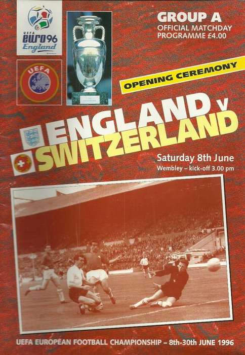 England v Switzerland Euro 1996 Opening Match Programme