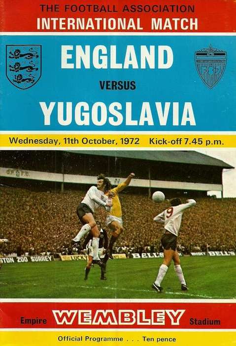 England v Yugoslavia 1972 International Friendly Match Programme