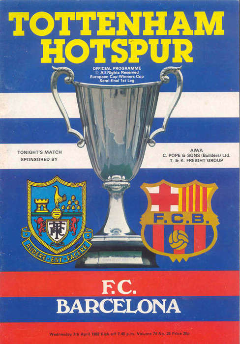 Tottenham Hotspur v F.C. Barcelona 1981/82 ECWC CUP Semi Final 1st Leg Programme