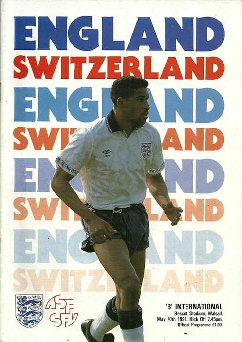 England v Switzerland 1991 `B` International Friendly Match Programme