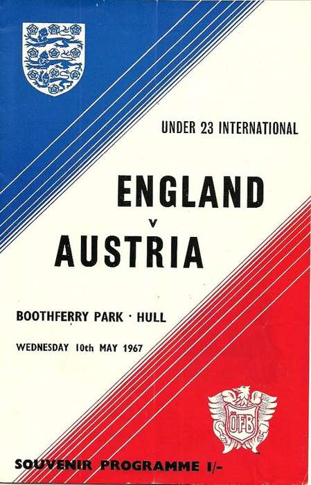 England v Austria 1967 Under 23 International Friendly Match Programme