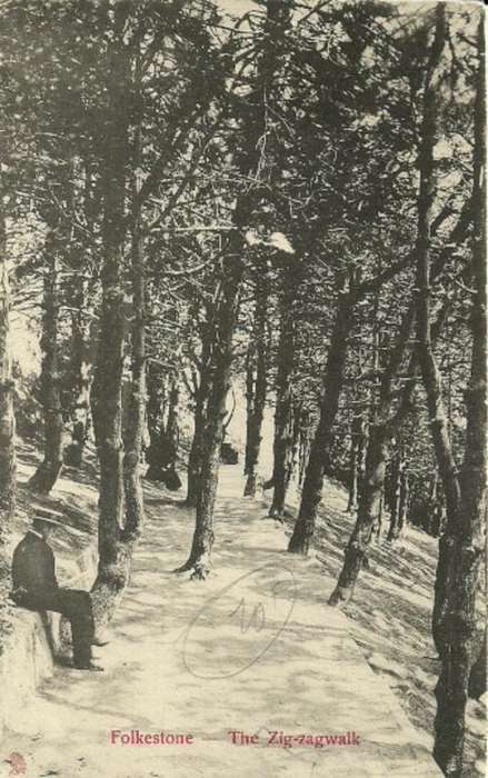 United Kingdom Vintage Postcard - 1909 Folkestone. The Zig-zagwalk