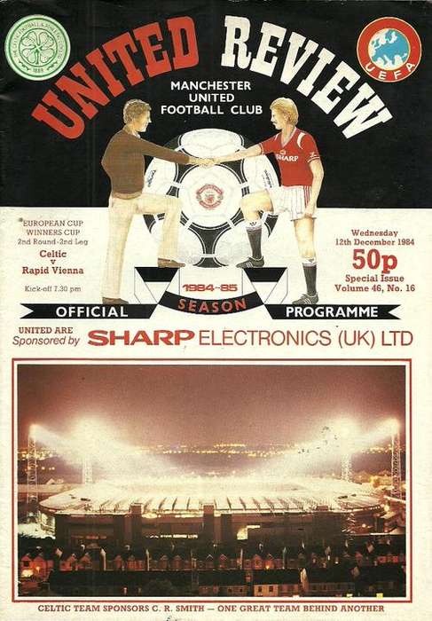 Celtic v Rapid Vienna ( Austria ) 1984/85 European CWC 2nd Rnd Official Programme