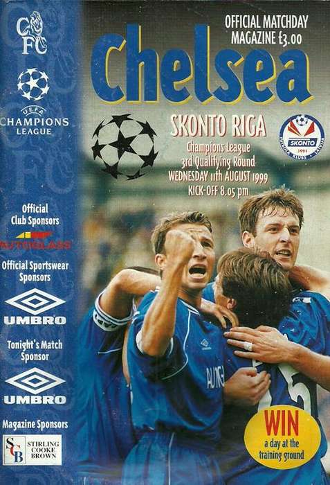 Chelsea v Skonto Riga ( Latvia ) 1999/00 Champions League Qualifying Rnd 1st Leg Programme