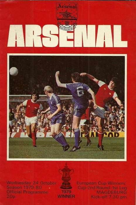 Arsenal v Magdeburg ( East Germany ) 1979/80 European CWC 2nd Rnd 1st Leg Programme