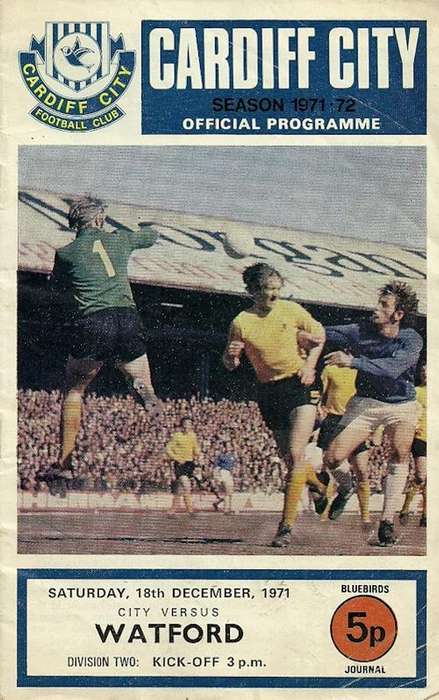 Cardiff City v Watford 1971/72 League Divison 2 Match Programme
