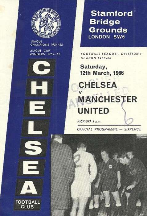 Chelsea v Manchester United 1965/66 League Divison 1 Match Programme