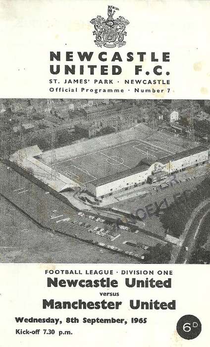 Newcastle United v Manchester United 1965/66 League Divison 1 Match Programme