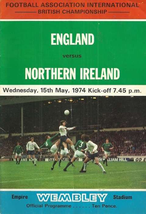 England v Northern Ireland 1974 British Championship Match Programme