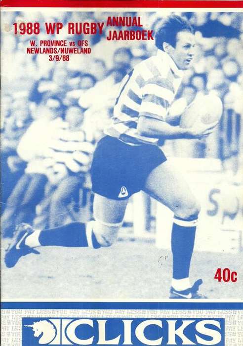 W.P. Rugby Annual / Western Province v Free State 1988 Currie Cup Match Programme