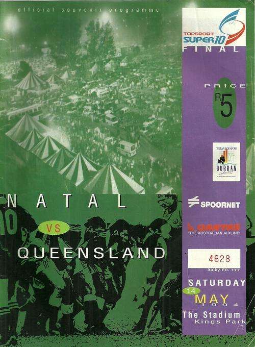 Natal v Queensland 1994 Super 10 Final Match Programme