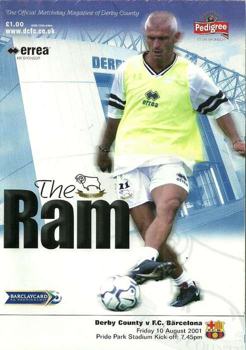 Derby County v FC Barcelona 2001/02 Pre Season Friendly Match Programme