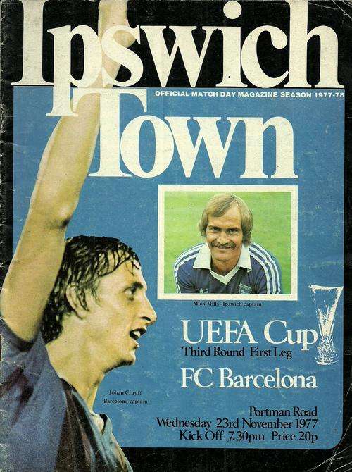 Ipswich Town v Barcelona 1977/78 UEFA CUP 3rd Rnd, 1st Leg Programme
