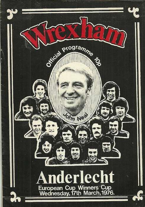 Wrexham v Anderlecht ( Belgium ) 1975/76 UEFA CWC 1/4 Final, 2nd Leg Programme