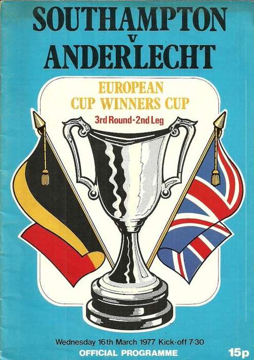 Southampton v Anderlecht ( Belgium ) 1976/77 UEFA CWC 1/4 Final, 2nd Leg Programme