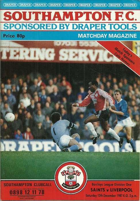 Southampton v Liverpool 1987/88 Division 1 League Match Programme