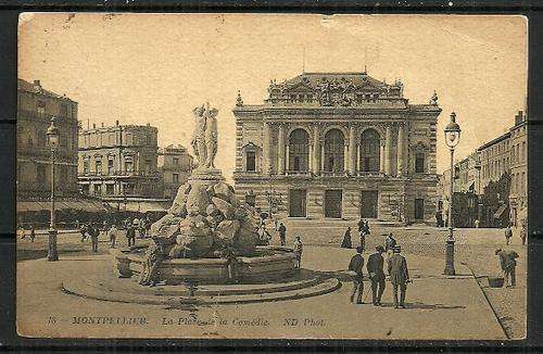 La Place de la Comedie, Montpellier - France Vintage Postcard
