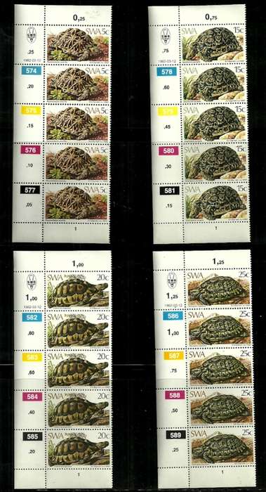 SWA - 1982 Tortoises Full Set of Control Strips of 4 MNH