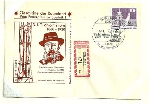 East Germany - 1983 History of Space Travel from Rocket to Sputnik Cover # 28