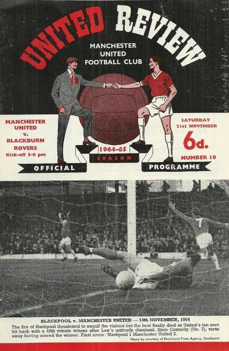 Manchester United v Blackburn Rovers 1964/65 Div. 1 Match Programme