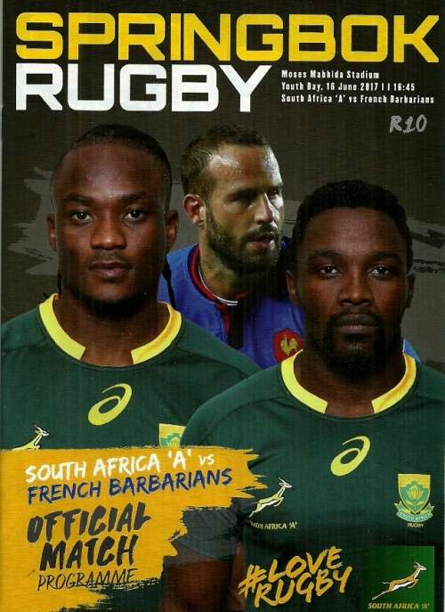 South Africa A v French Barbarians 2017 1st Match Programme