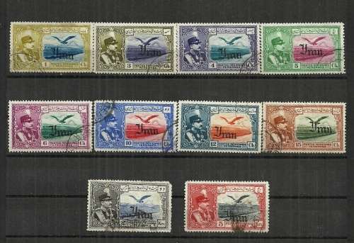 Iran - 1935 Shah Riza Pahlavi Airmail Overprinted Stamps Fine Used