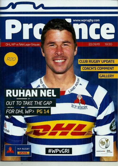 Western Province v Griquas 2018 Currie Cup Match Programme