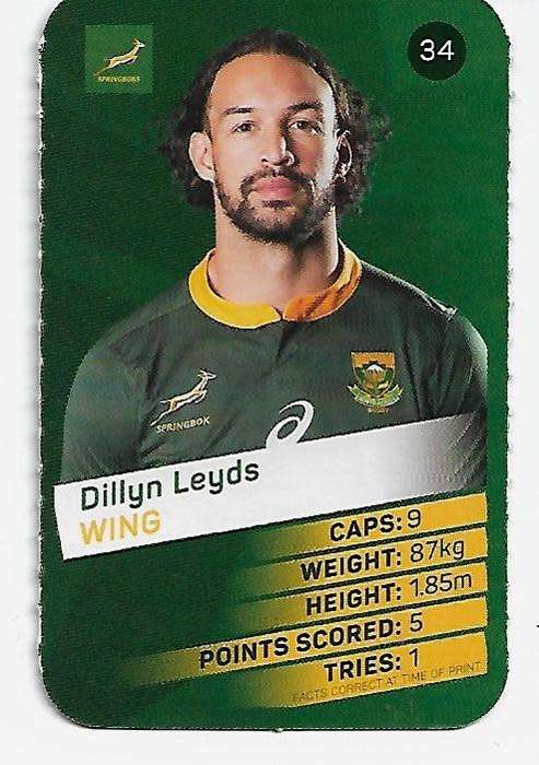 2019 Pick n Pay Rugby Super Cards - Dillyn Leyds Card # 34