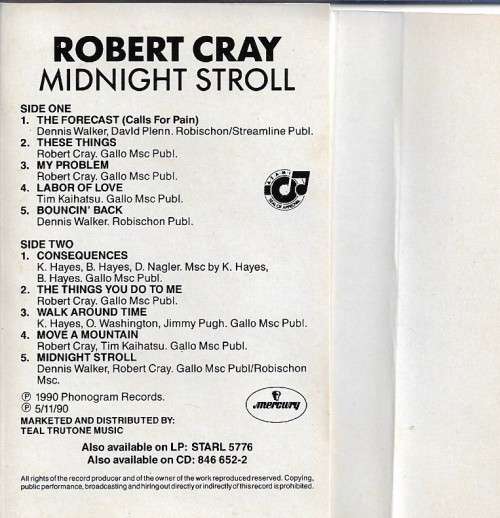 Robert Cray - Midnight Stroll Cassette Tape